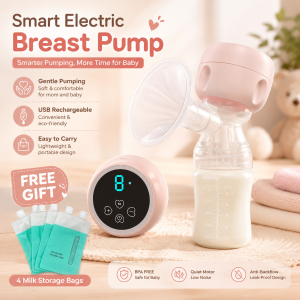 (free milk bag) Handfree Electric Breast Pump Anti-Backflow Rechargeable Breastfeeding Pump and Silicone Feeding bottle