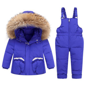 OLEKID 2026 Winter Children Girl Overalls Real Raccoon Fur Down Jacket For Girl Baby Girl Jumpsuit Kids Girl Outerwear Coat