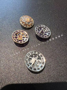 New Luxury Mini Fragrance Style Semi-Transparent Flower Drip Glue Metal Button Sweater Coat Fur Suit Jacket Button