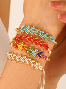 สร้อยข้อมือลูกปัดข้าวลูกศรสีรุ้งสไตล์โบฮีเมียนสําหรับผู้ชายและผู้หญิงเครื่องประดับแฟชั่นโดย Miaoya