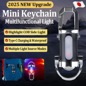 Mini Portable Keychain Light USB Rechargeable Multifunctional Mini Flashlight Janpan Original Super Bright Waterproof Outdoor Emergency Light Night Work Light Thick Aluminum Aloy Body for Camping Hiking Fishing Outdoor and Motorcycle Use