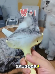 宠物毛发打薄器 Pet Hair Thinning Comb Cat Dog Grooming Knot Removal Curved Blade Stainless Self-Cleaning Deshedding Tool
