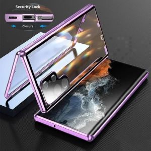 LS | 360° Full Protection Double Sided Magnetic Glass Case For Samsung Galaxy S26 S25 S23 S24 FE S22 S21 Ultra Plus Snap Lock Cover