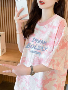 Fashionable Short Sleeve T-Shirt Womens Summer Loose Fit plus Size Trendy Design Korean Style Cotton round Neck Mid-Length