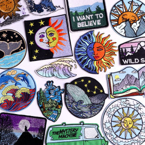 Outdoor Wave Sun Patch เหล็กบนแพทช์สําหรับเสื้อผ้า Thermoกาวแพทช์บนเสื้อผ้าสติกเกอร์ผจญภัยเย็บปักถักร้อย Patch ป้าย