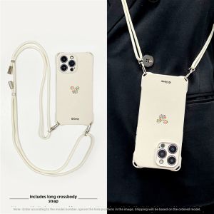KEYOUQU | Disney Design Silicone Phone Case With Strap Crossbody Lens Cover Anti-fall Protection For Apple 15Promax iPhone 13Pro Womens Style