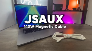 JSAUX 140W MacBook Charging Cable (White / 3m) Right Angle USB-C to Magnetic MagSafe 3 Cables
