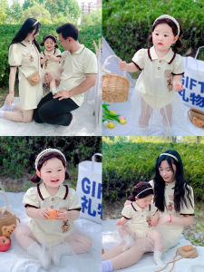 Baby Bear Polo Dress Childrens Clothing Summer Family Three-generation Match Mother-daughter Outfit One-year-old Birthday Party