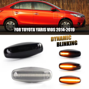 2 Đèn LED báo rẽ bên hông chắn bùn động Đèn báo rẽ Đèn báo rẽ tuần tự cho Toyota Yaris Vios G XLE 2014 2016 2017 2018 2019 2020 2021 2022 2023