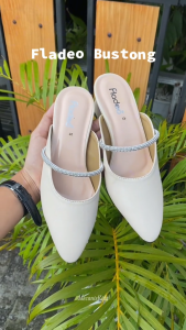 Sepatu Bustong Slop FladeoHak 5 cm Hitam Mocca Cream/Sepatu Wanita