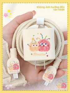 Ốp Lưng Silicon Chống Trượt Cho Sạc Nhanh 20W Apple Phụ Kiện Sạc iPhone 17Pro 16Plus Dây Cắm Dữ Liệu in Họa Tiết Phụ Kiện Kỹ Thuật Số