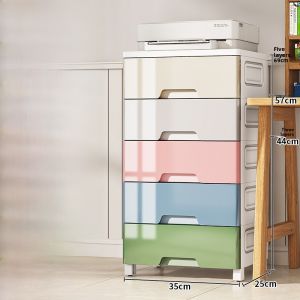 Macaron Colored Japanese Style Storage Cabinet Drawer Type Storage Box Gap Organizer for Kitchen Bathroom Toys And More