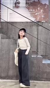 Wide Leg Trousers for Kids Girls 7-16years old New Loose Pants for Teens Girl Solid Color Casual Sports Pants Fashion Straight Leg Pants Sweatpants Thick High Waist Baggy Pants 130-160CM