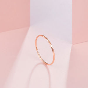 ZHOU LIU FU 周六福 18K/750 Rose Gold Rings Fashion Stackable Ring Dainty Jewelry for Women Daughter Birthday Anniversary KI015675