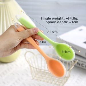 Food Grade Silicone Spoon Childrens Soup Spoon Stew Spoon Jam Scraper Stirring Spoon Kitchen Cooking Utensils