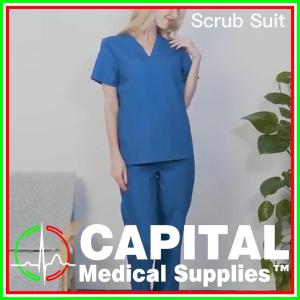 Hospital/Clinic Scrub Suit Set Colour Blue Size (Female Medium) (Female Large) (Male Large) 1Set/Pack (WINGUARD)
