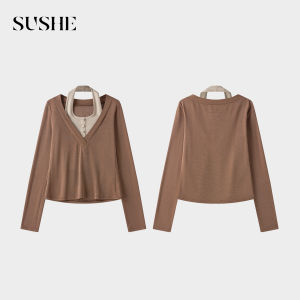 SUSHE | Faux Two-Piece Slimming Stretch T-Shirt