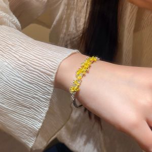 Liznk Korean Style Adjustable Open Bracelet Lavender Leaf Design Non-Fading Fashion Accessory for Women Perfect Birthday Gift