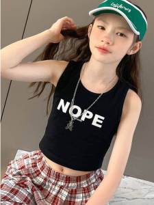 เสื้อกั๊กแขนกุดผ้าฝ้ายแท้สำหรับเด็กผู้หญิง เสื้อชั้นในแบบมีสายเดี่ยว ชุดกางเกงขาสั้น แฟชั่นฤดูร้อน เสื้อผ้าเด็ก ชุดเด็ก