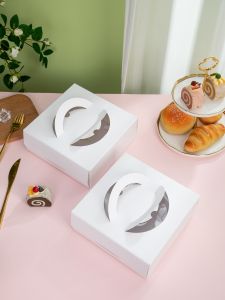 White Handheld Cheese Cake Box 6 Inch 8 Inch Mousse Multi-layer Packaging Box Baking Cheese Cake Base Packaging Box