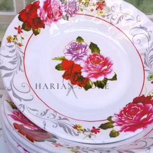 12 PCS PIRING MELAMIN TEBAL CEKUNG 9 ICNH MOTIF MEWAH TERLARIS