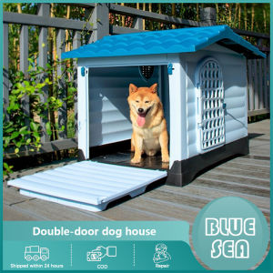 Outdoor Dog House with double doors Rainproof Windproof Keep Warm Large Medium and Small Dogs Cats Plastic Doghouse Universal in all seasons Removable Washable Pet kennel large space