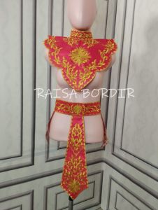 renda bordir aplikasi dada lingkar dan sabuk aksesoris tari