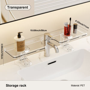 UFORU Clear Faucet Storage Shelf Widened Spacing Detachable Strong Load Sink Organizer Tray for Bathroom Kitchen Countertop