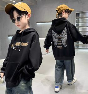 เด็กชาย เสื้อฮู้ด ฤดูใบไม้ผลิ ฤดูใบไม้ร่วง รูปแบบใหม่ อินเทรนด์ ผ้าฝ้าย เสื้อสเว็ตเชิ้ต มีหมวก ลำลอง เสื้อผ้าเด็กผู้ชายใส่สบายสําหรับเด็กอายุ 2-14 ปี