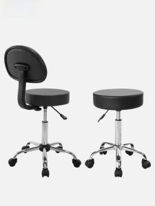 Adjustable Height round Stool Bar Chair Beauty Salon Computer Chair with Casters Backrest Modern Simple Style Iron Art Furniture