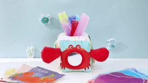 Baby Montessori Toy Cotton Magic Tissue Box Finger Exercising Busy Board Game Cartoon Crab Soft Rattle Game Baby Cloth Book Gift