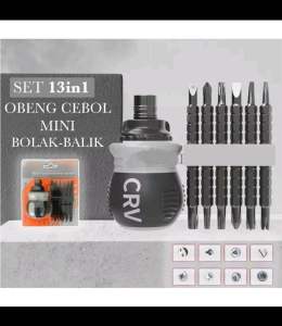 { HS } Obeng CRV Set 13in1 Obeng Cebol BB Buntek Karet Dua Arah Bolak Balik C