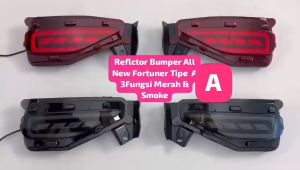 LAMPU REFLEKTOR BEMPER BUMPER BELAKANG FORTUNER VRZ 2016-2024 VRZ TRD GR 2 FUNGSI & 3 FUNGSI WELLCOME LIGHT SMOKE MERAH KANAN KIRI SEPASANG
