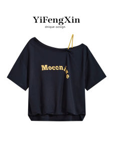 YIFENGXIN | American Print Off-Shoulder Short Sleeve Summer New Design T-Shirt