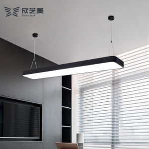 โคมไฟติดเพดาน LED แบบยาวโคมไฟแขวนเพดานแบบเหล็กเรียบง่ายทันสมัยสำหรับสำนักงานสำนักงานสำนักงานโคมไฟทางเดินสำหรับห้องประชุม