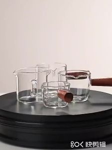 75ml 1 Miệng Ly Đong Cà Phê Thủy Tinh Cán Gỗ An Toàn Chịu Nhiệt Tốt