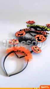 Bando Peer Halloween | Headband Pumpkin Glitter | Bando Kepala Anak Dewasa