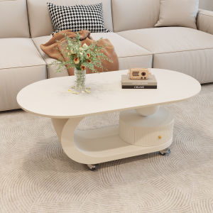 MINGZUO | Modern Minimalist Wheeled Oval Ceramic Table
