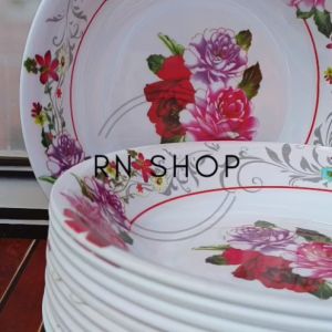 12 PIRING MELAMIN HUGICO ULIR TEBAL BESAR 23 CM PIRING CEKUNG MOTIF TERLARIS