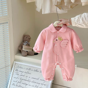 เสื้อคลุมกันหนาวแบบสวมหัวสำหรับเด็กแรกเกิด ชุดกันหนาวสไตล์เกาหลี ชุดเดรสสไตล์เจ้าหญิง ชุดเด็กสำหรับไปข้างนอกในช่วงต้นฤดูใบไม้ร่วง