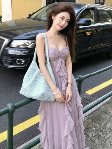 Flounce Hem Spaghetti Strap Chiffon Dress