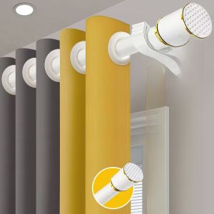 Roman Curtain Rod Set with Curtain Sliding Track Blind Spot Living Room Light Blocking New 2025 No Punching Installation