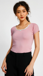 Coquette Lace Croptop Ladies Top || Cotton knitted Fabric Womenswear - BLOUSE