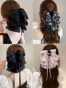 French Gentle Elegant Ribbon Oversized Bows Ribbon Hairpin Female Back Head Clamp Hairpin Headdress Clip