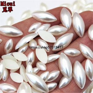 Handmade DIY Flat Bottom Simulated Pearl Fashion Accessories Nail Art Jewelry Components Half-Moon Shape Off-Center Beads