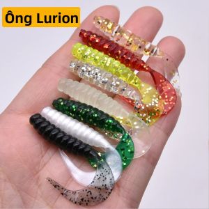 Mrlurion 10-Gói 5Cm Mềm Grub Con Sâu Mồi Dụ Cá Mồi Cho Bass Cá Rô Đuôi Mồi Mềm Hồ Câu Cá