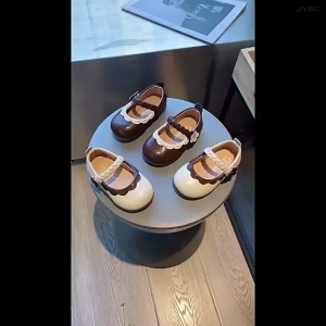 sepatu balet anak perempuan ruffle trendi / sepatu anak perempuan kulit vintage anti licin / sepatu flatshoes anak anak umur 2-10 tahun / baby flatshoes viral