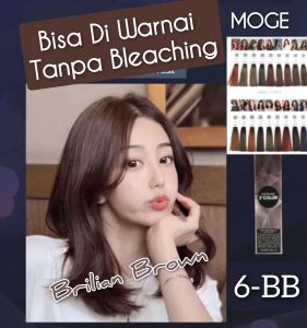 MOGE Profesional 6.BB Brilian Brown permanen Tanpa Bleaching 6% 9% 12% 100ml oxydant ( campuran ) cat rambut 100gr 3° socolor Wonder WL ash abu majifasion hair colour