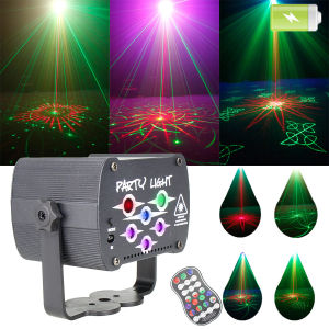 3IN1 UV LED 6 Lens R&G Laser 60 Patterns Projector DJ Disco Light Party Dance Wedding Birthday Stage Effect Christmas Lamp YFR80