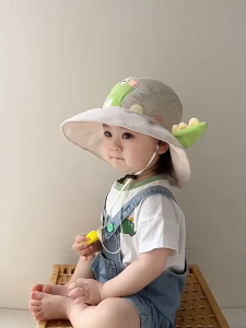 Children Sun Hat Wide Brim Kids Bucket Cap Beach Hat with Whistle Summer UV Protection Sunscreen Hat UPF 50+